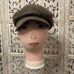 Unisex Brown & Tan Newsboy Hat Walking Gatsby Cap 100% Pure Wool Donegal Tweed